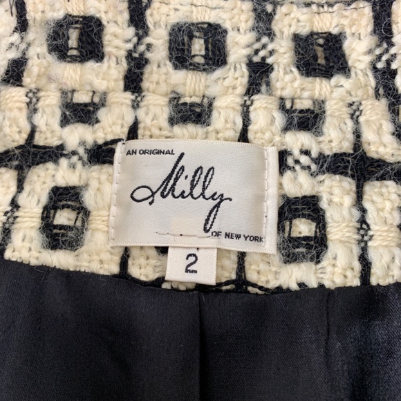 Milly New York Vintage Black and White Check Wool Woman's Coat, 2000 Collection - Picture 11 of 16